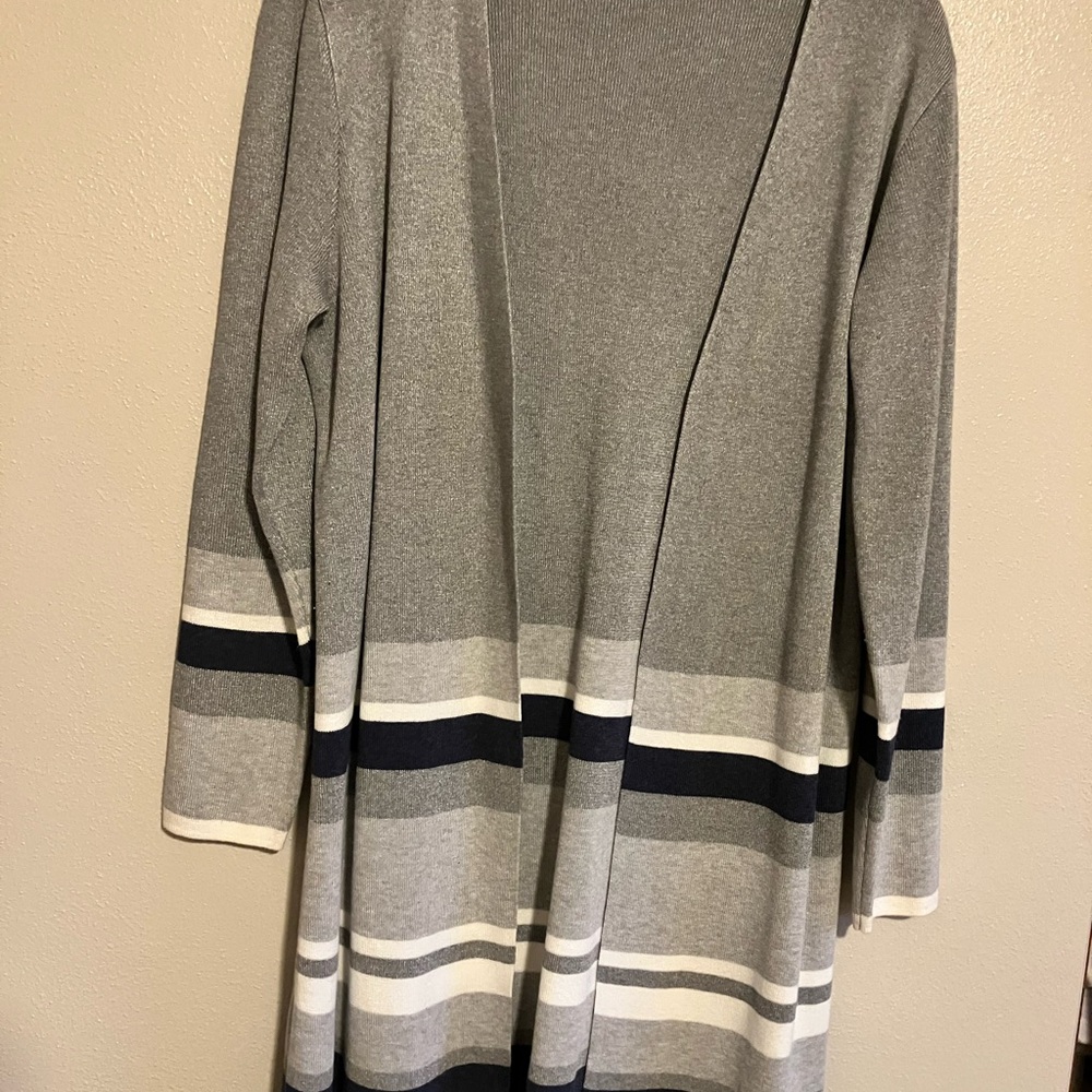 Apt. 9 Women's Gray and Navy Striped Cardigan